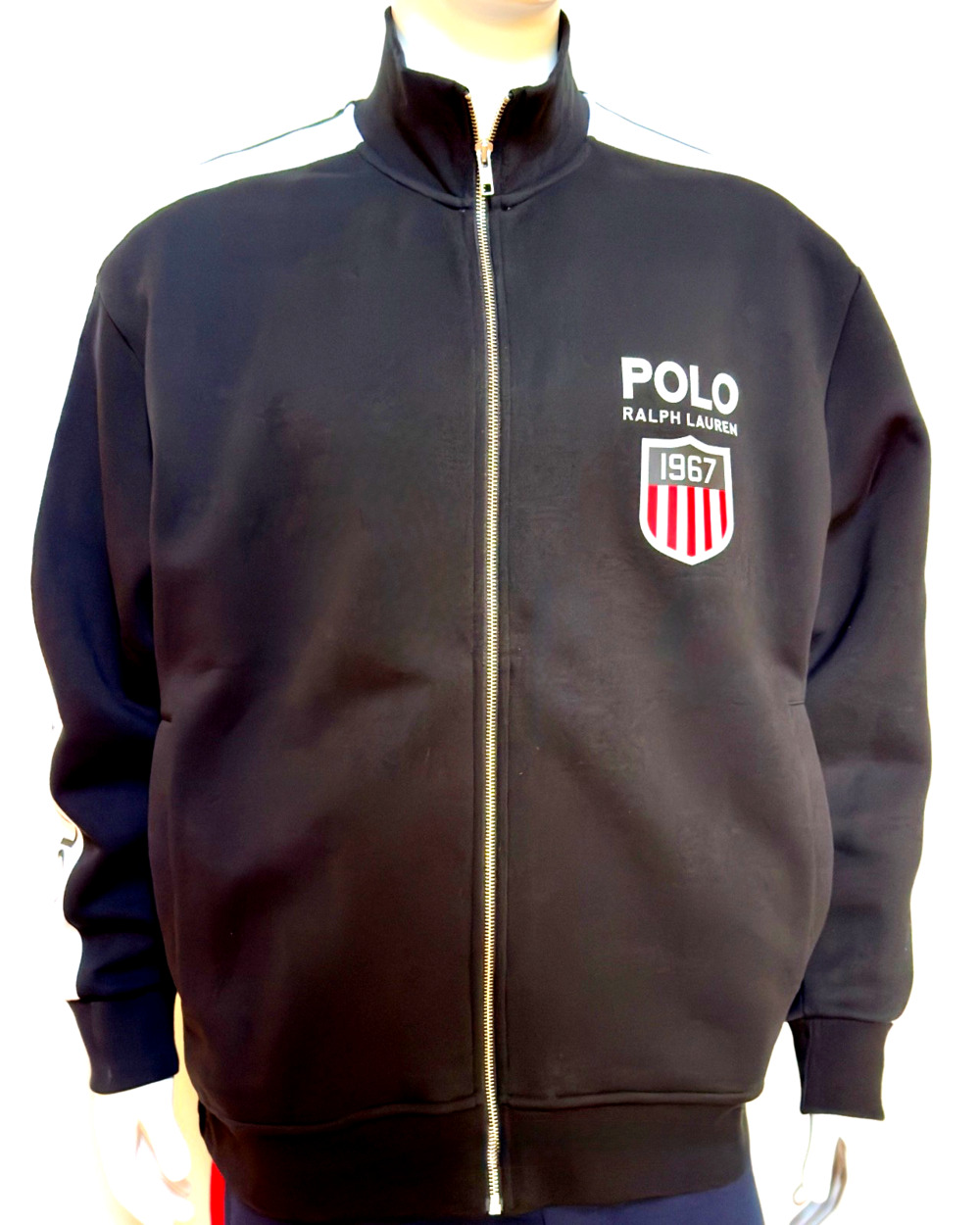 Polo Ralph Lauren Mens 1XB Track Jacket Black 1967 Shield Full Zip Vintage Style